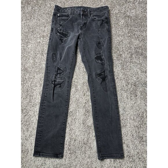 Aeropostale Slim Fit Black Distressed Jeans Men’s 30x32 Stretch Grunge Y2K Denim - Picture 1 of 12